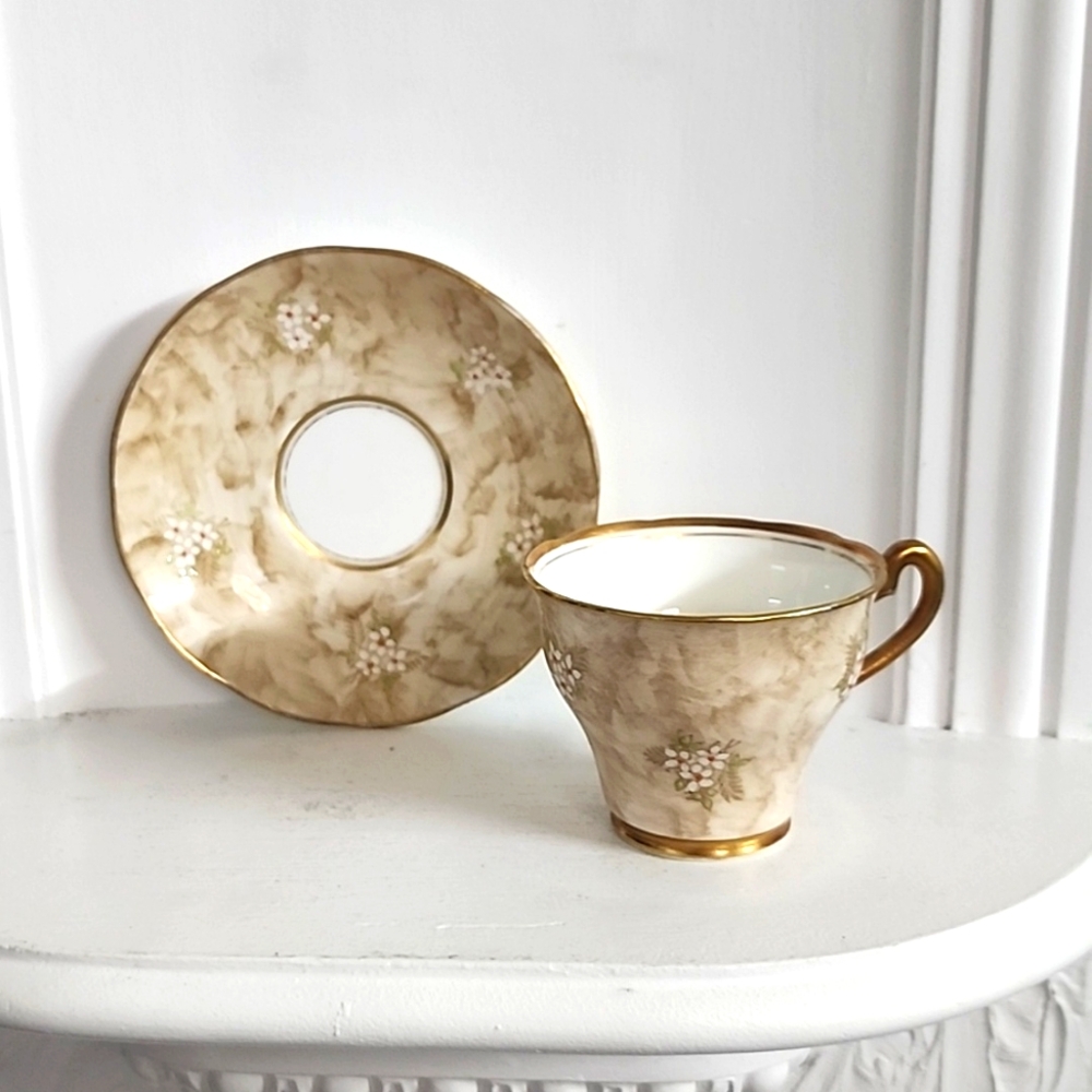Salisbury Bone China Tea Set Gold Tone Tea Cup with Hand Painted